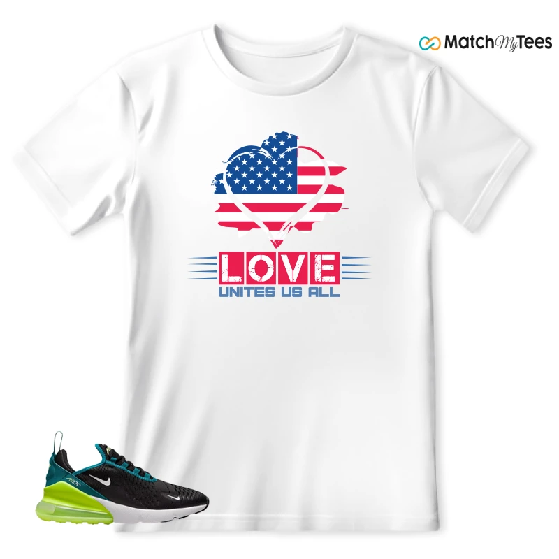 NIKE AIR MAX 270 BLACK BRIGHT SPRUCE BARELY VOLT (GS) SNEAKER Matching Tees t-shirt
