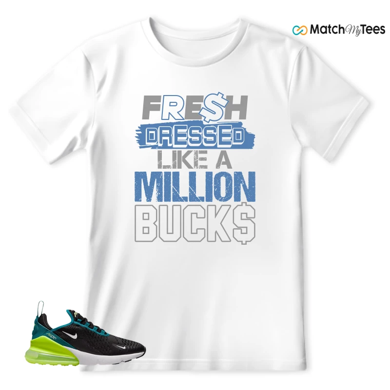 NIKE AIR MAX 270 BLACK BRIGHT SPRUCE BARELY VOLT (GS) SNEAKER Matching Tees t-shirt