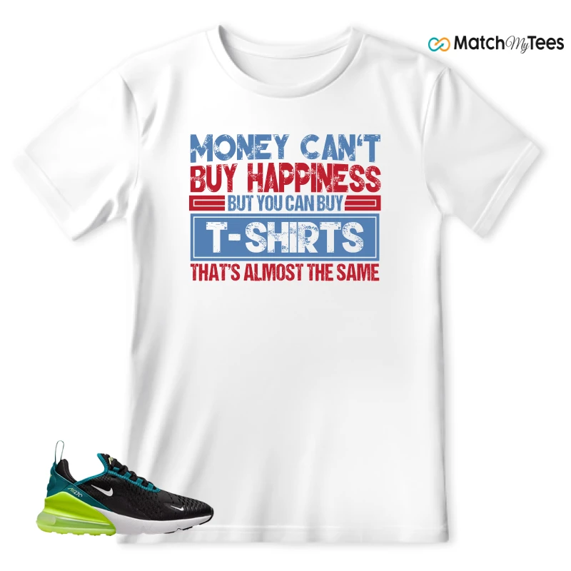 NIKE AIR MAX 270 BLACK BRIGHT SPRUCE BARELY VOLT (GS) SNEAKER Matching Tees t-shirt