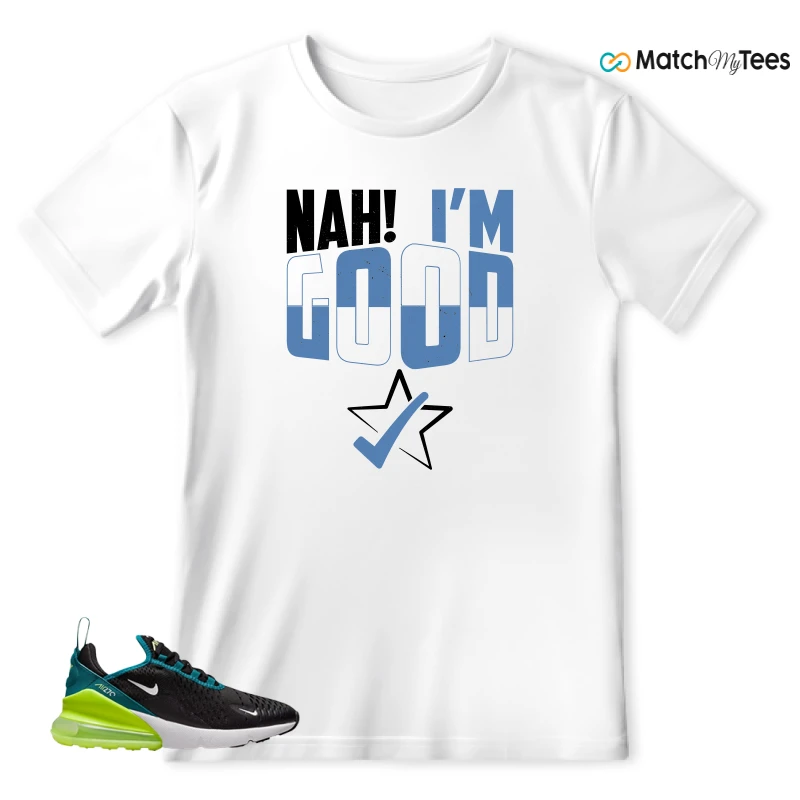 NIKE AIR MAX 270 BLACK BRIGHT SPRUCE BARELY VOLT (GS) SNEAKER Matching Tees t-shirt