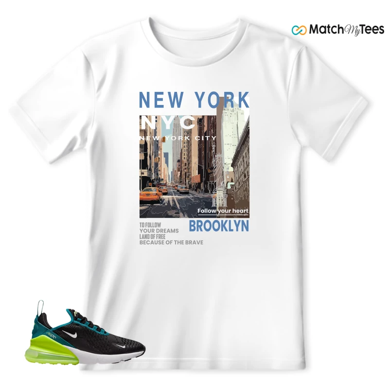 NIKE AIR MAX 270 BLACK BRIGHT SPRUCE BARELY VOLT (GS) SNEAKER Matching Tees t-shirt