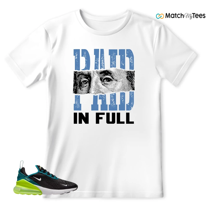 NIKE AIR MAX 270 BLACK BRIGHT SPRUCE BARELY VOLT (GS) SNEAKER Matching Tees t-shirt