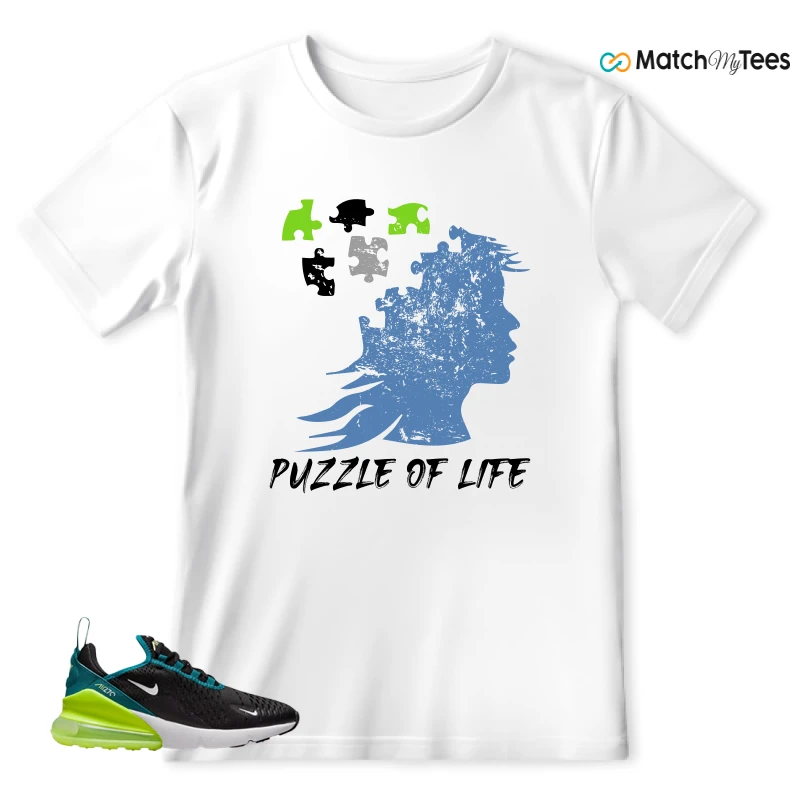 NIKE AIR MAX 270 BLACK BRIGHT SPRUCE BARELY VOLT (GS) SNEAKER Matching Tees t-shirt