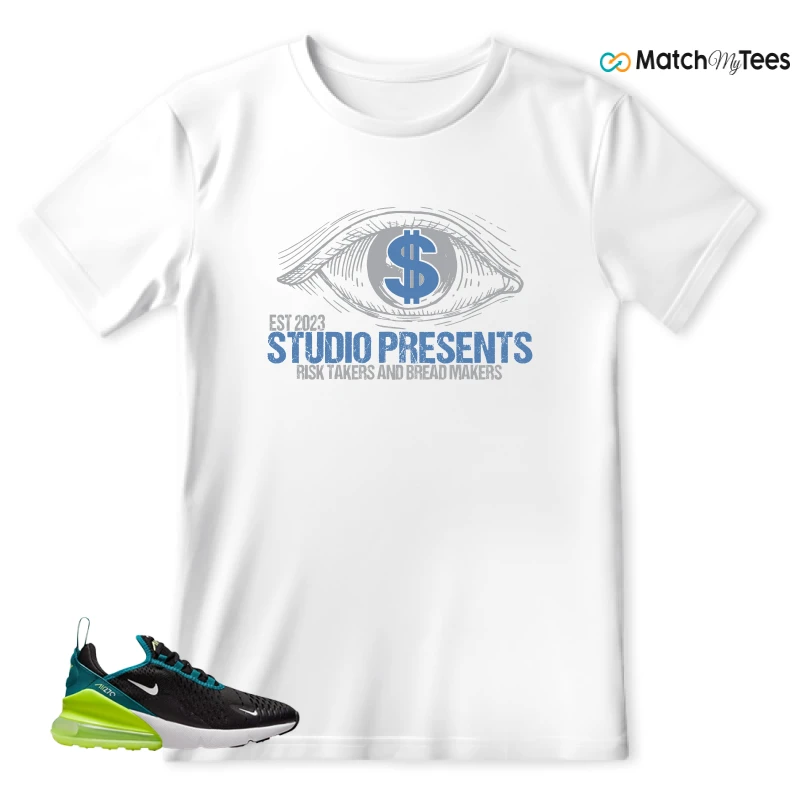 NIKE AIR MAX 270 BLACK BRIGHT SPRUCE BARELY VOLT (GS) SNEAKER Matching Tees T-shirt for Men
