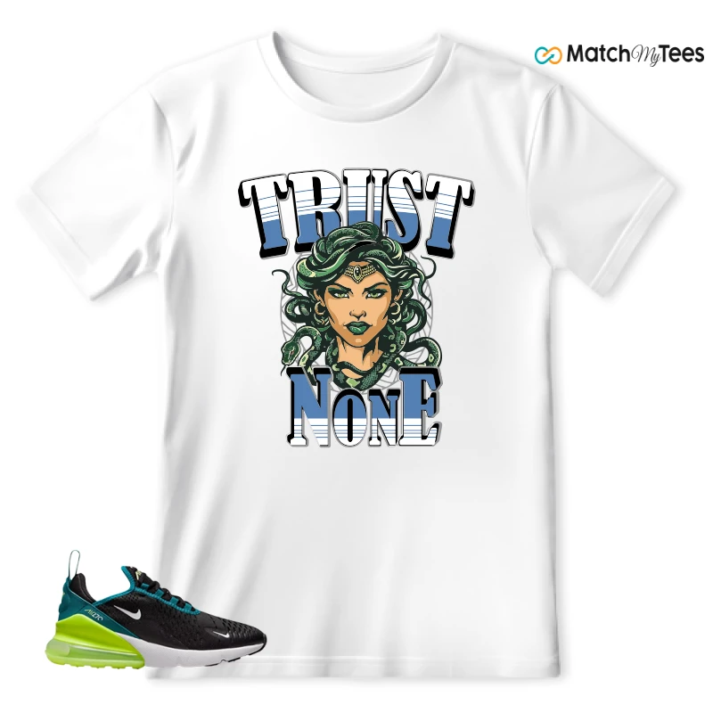 NIKE AIR MAX 270 BLACK BRIGHT SPRUCE BARELY VOLT (GS) SNEAKER Matching Tees t-shirt