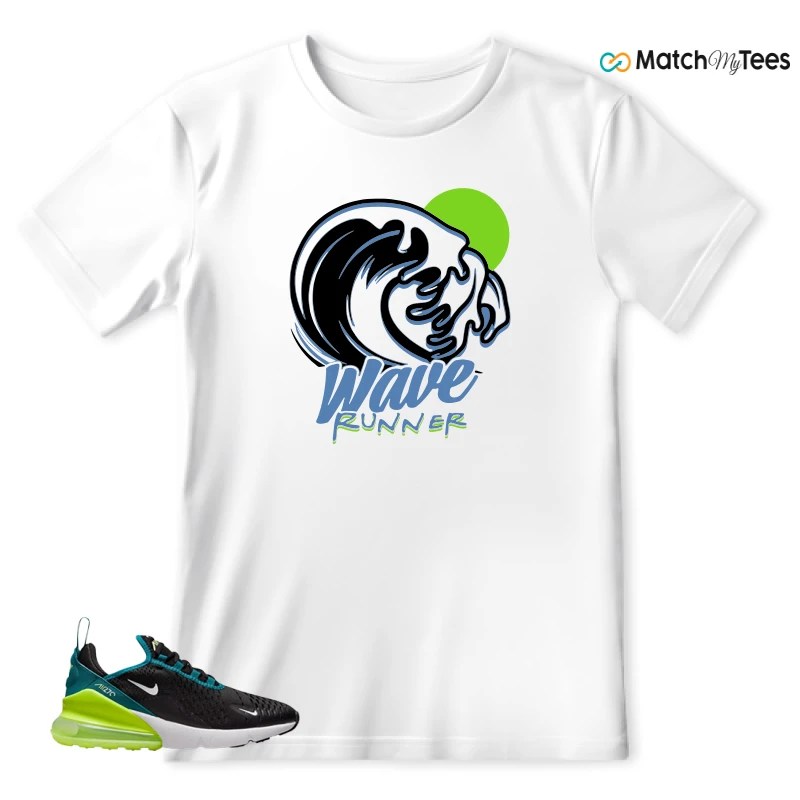 NIKE AIR MAX 270 BLACK BRIGHT SPRUCE BARELY VOLT (GS) SNEAKER Matching Tees T-shirt for Men