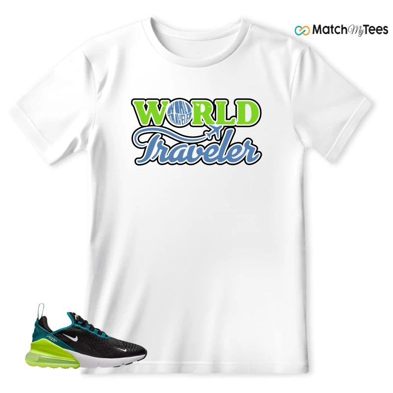 NIKE AIR MAX 270 BLACK BRIGHT SPRUCE BARELY VOLT (GS) SNEAKER Matching Tees t-shirt