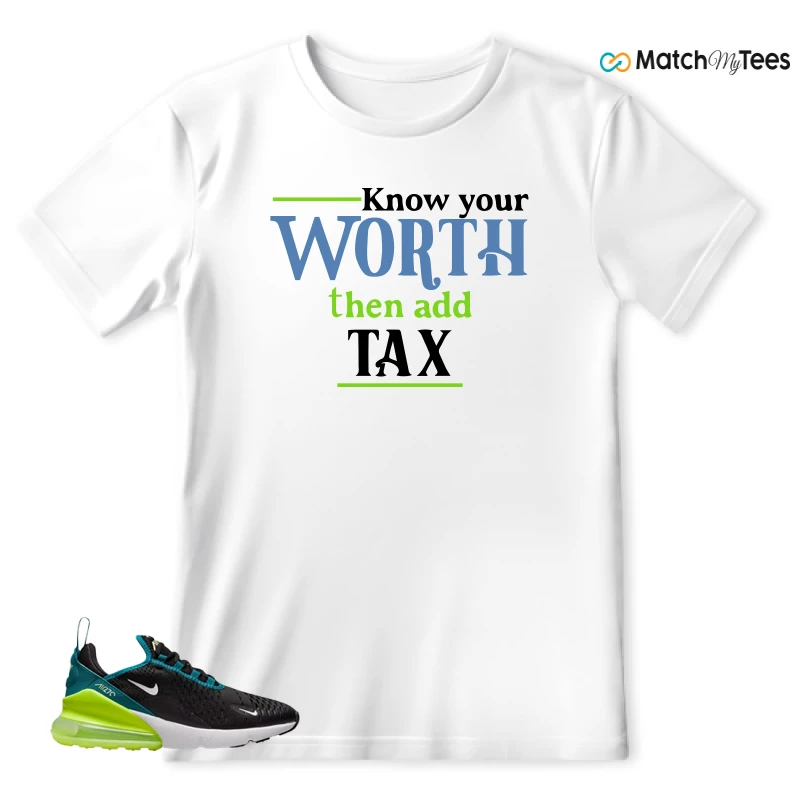 NIKE AIR MAX 270 BLACK BRIGHT SPRUCE BARELY VOLT (GS) SNEAKER Matching Tees t-shirt