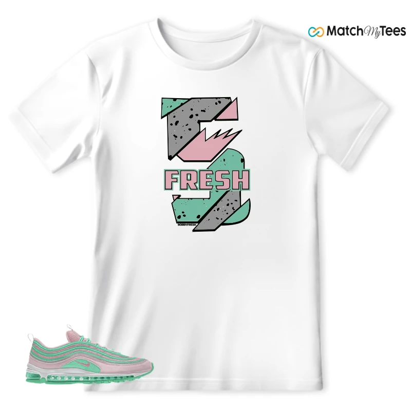 NIKE AIR MAX 97 PINK AND MINT CUSTOM SNEAKER Matching Tees T-shirt for Men
