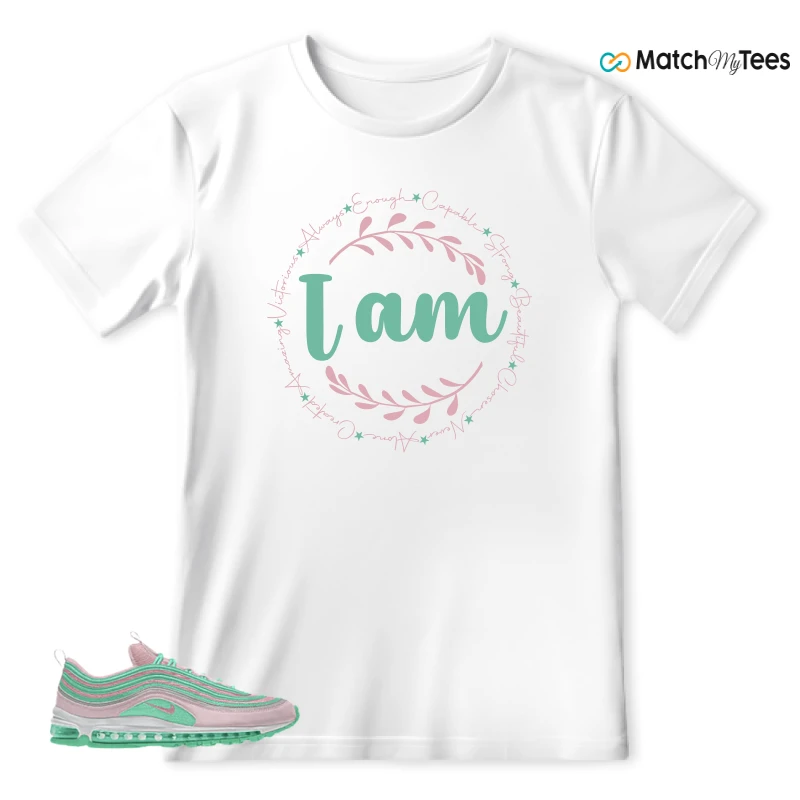 NIKE AIR MAX 97 PINK AND MINT CUSTOM SNEAKER Matching Tees T-shirt for Men