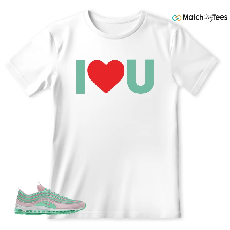 NIKE AIR MAX 97 PINK AND MINT CUSTOM SNEAKER Matching Tees T-shirt for Men