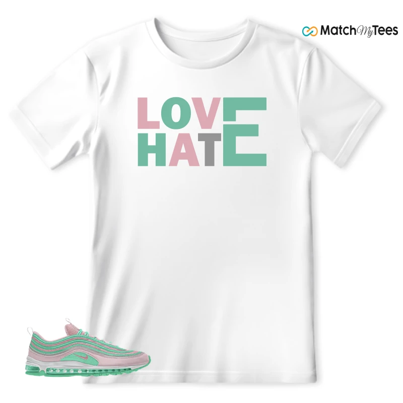 NIKE AIR MAX 97 PINK AND MINT CUSTOM SNEAKER Matching Tees T-shirt for Men