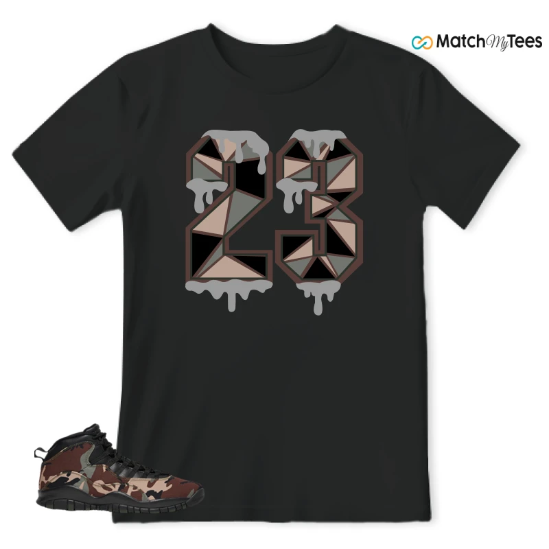 NIKE JORDAN 10 RETRO WOODLAND CAMO SNEAKER Matching Tees t-shirt