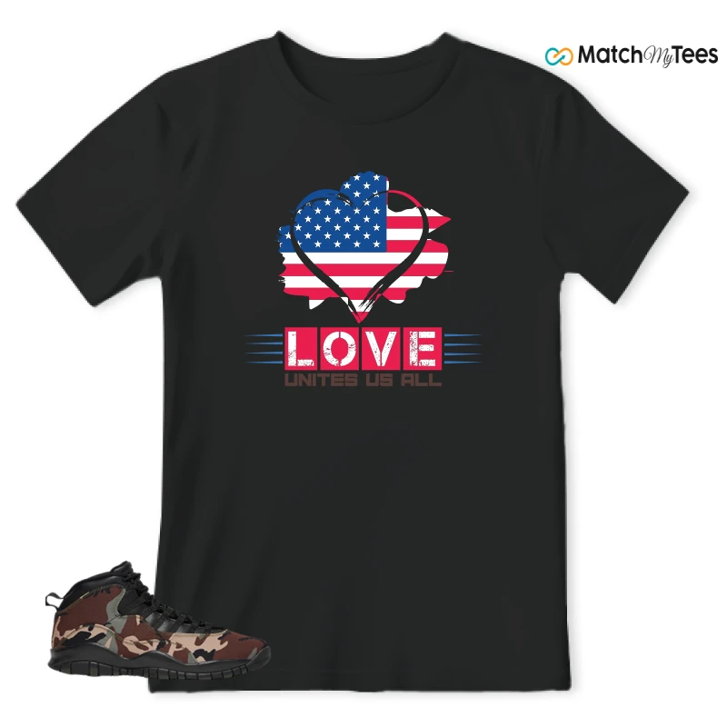 NIKE JORDAN 10 RETRO WOODLAND CAMO SNEAKER Matching Tees t-shirt
