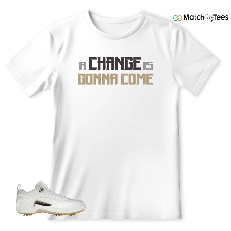 NIKE JORDAN 12 GOLF METALLIC GOLD SNEAKER Matching Tees t-shirt
