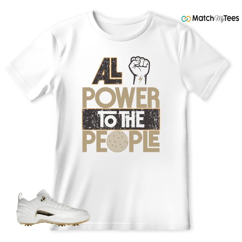 NIKE JORDAN 12 GOLF METALLIC GOLD SNEAKER Matching Tees t-shirt