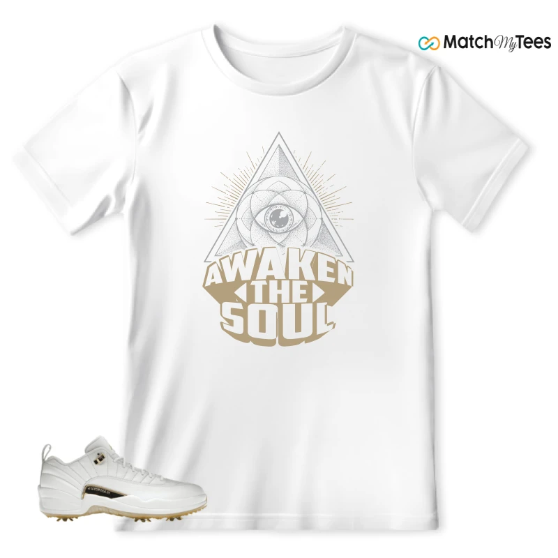NIKE JORDAN 12 GOLF METALLIC GOLD SNEAKER Matching Tees t-shirt