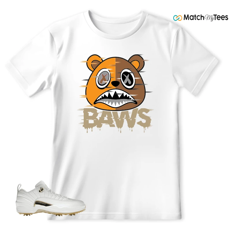 NIKE JORDAN 12 GOLF METALLIC GOLD SNEAKER Matching Tees T-shirt for Men