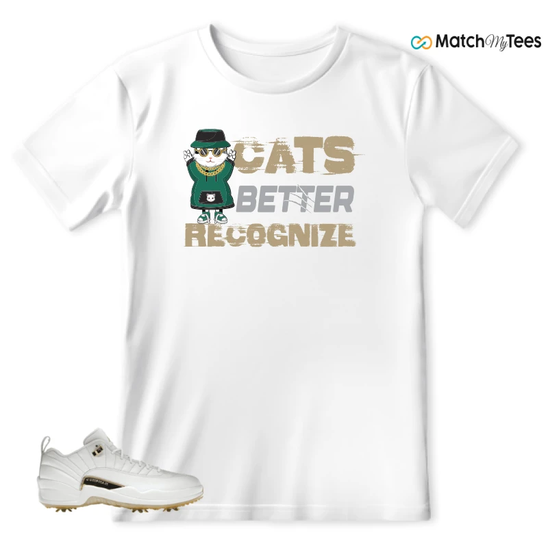 NIKE JORDAN 12 GOLF METALLIC GOLD SNEAKER Matching Tees t-shirt