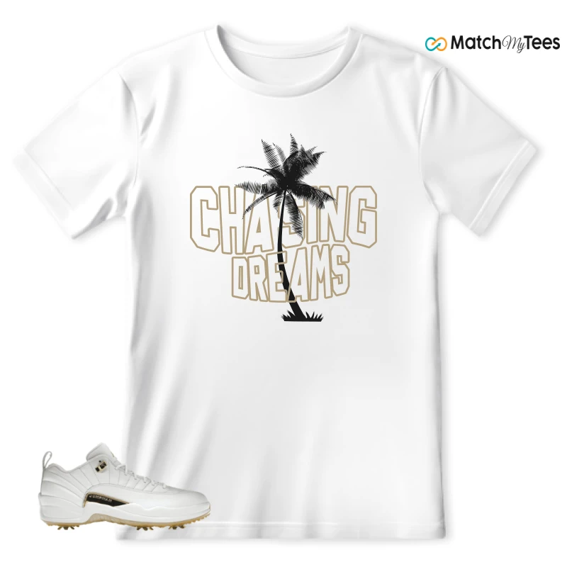 NIKE JORDAN 12 GOLF METALLIC GOLD SNEAKER Matching Tees T-shirt for Men
