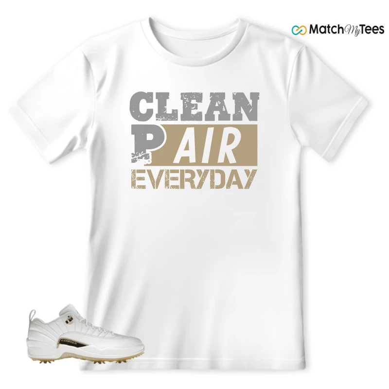 NIKE JORDAN 12 GOLF METALLIC GOLD SNEAKER Matching Tees t-shirt