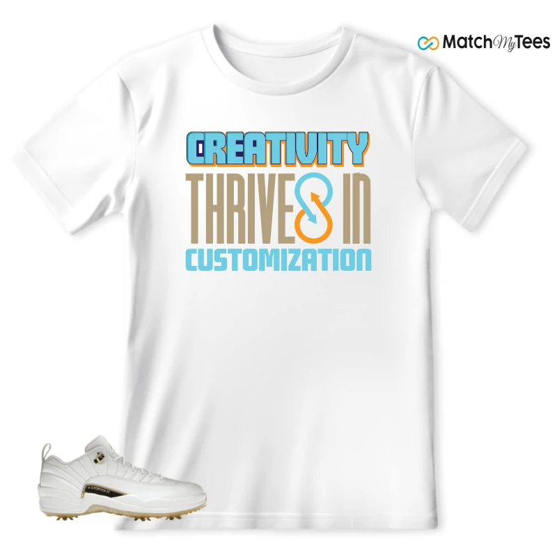 NIKE JORDAN 12 GOLF METALLIC GOLD SNEAKER Matching Tees t-shirt