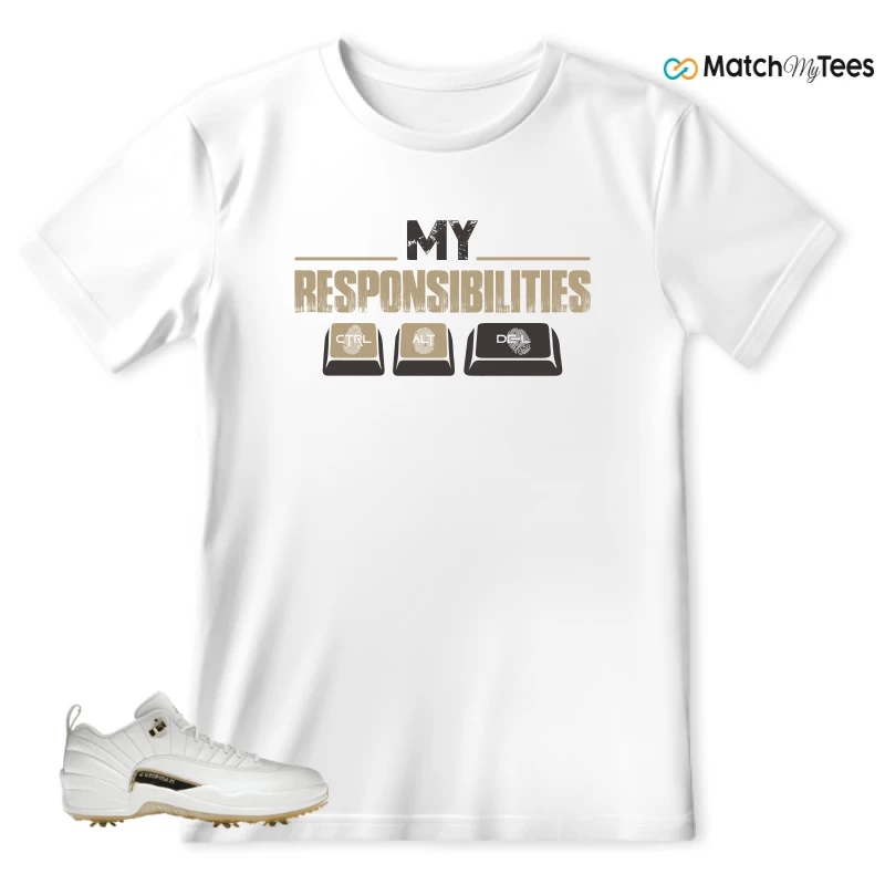 NIKE JORDAN 12 GOLF METALLIC GOLD SNEAKER Matching Tees t-shirt