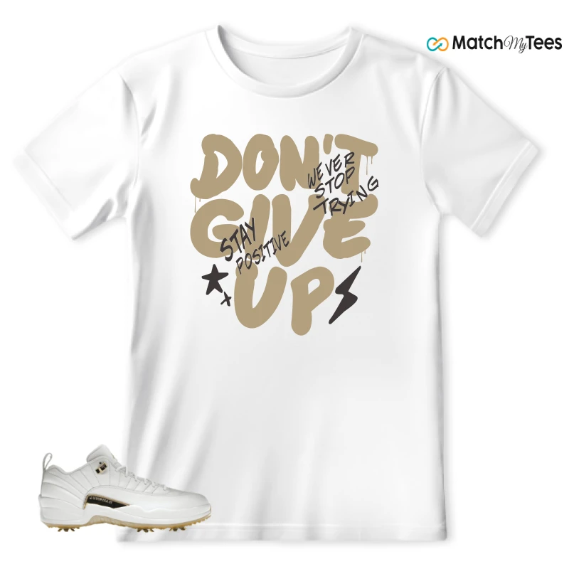 NIKE JORDAN 12 GOLF METALLIC GOLD SNEAKER Matching Tees t-shirt