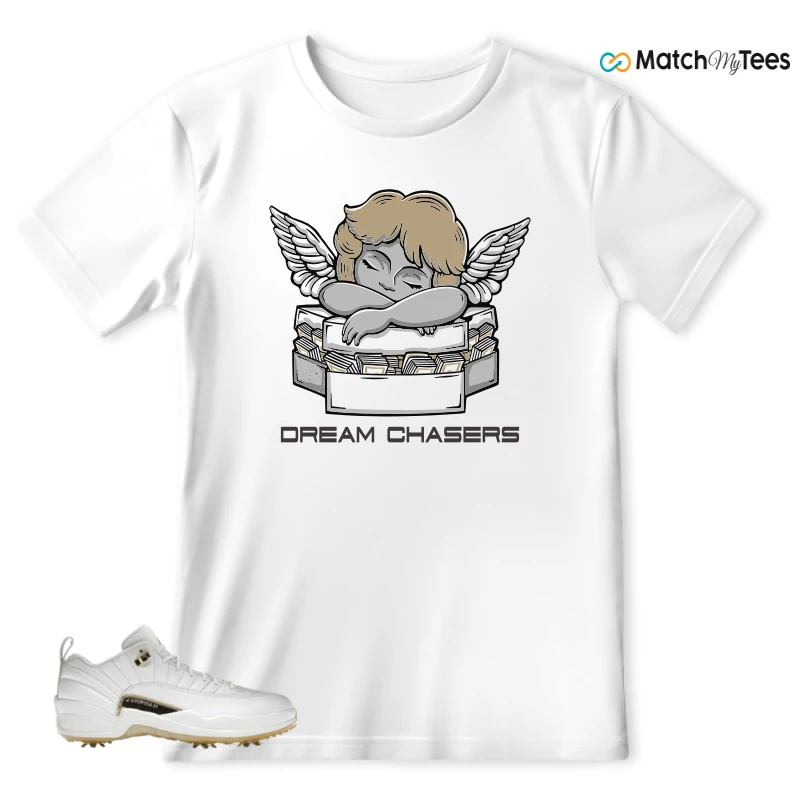 NIKE JORDAN 12 GOLF METALLIC GOLD SNEAKER Matching Tees T-shirt for Men