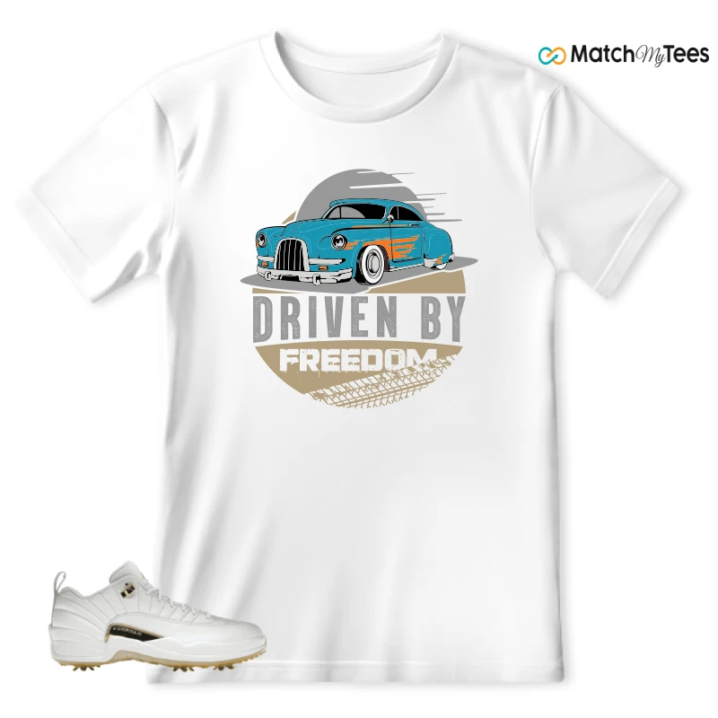 NIKE JORDAN 12 GOLF METALLIC GOLD SNEAKER Matching Tees t-shirt
