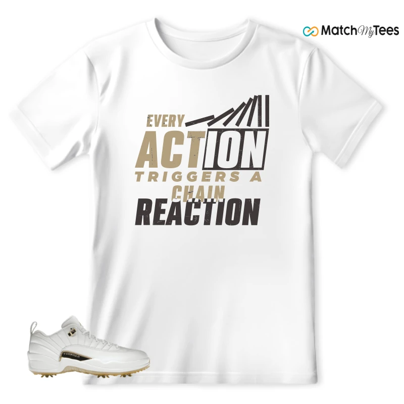 NIKE JORDAN 12 GOLF METALLIC GOLD SNEAKER Matching Tees t-shirt