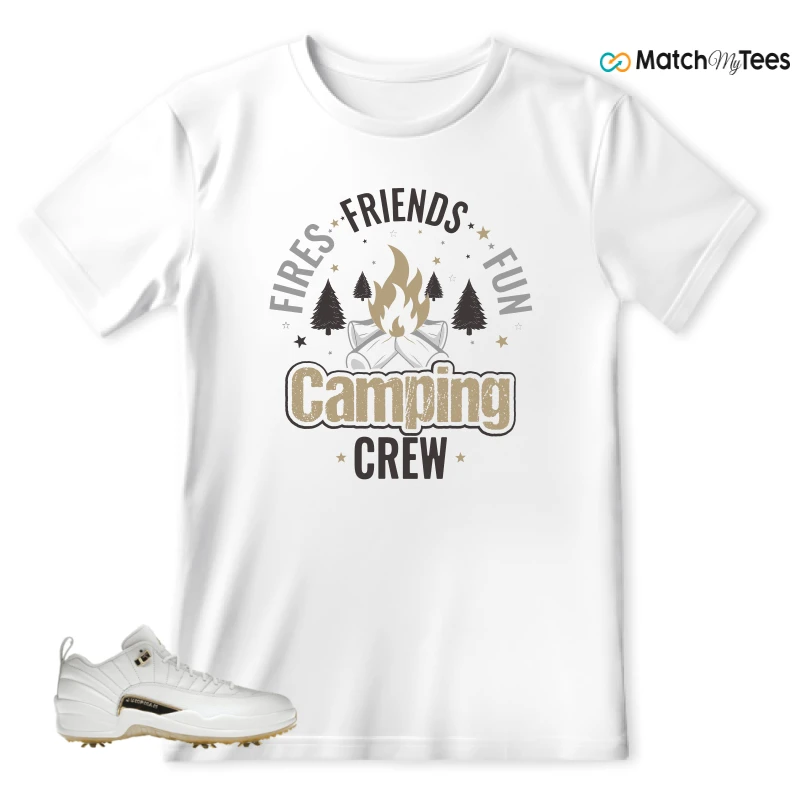 NIKE JORDAN 12 GOLF METALLIC GOLD SNEAKER Matching Tees T-shirt for Men