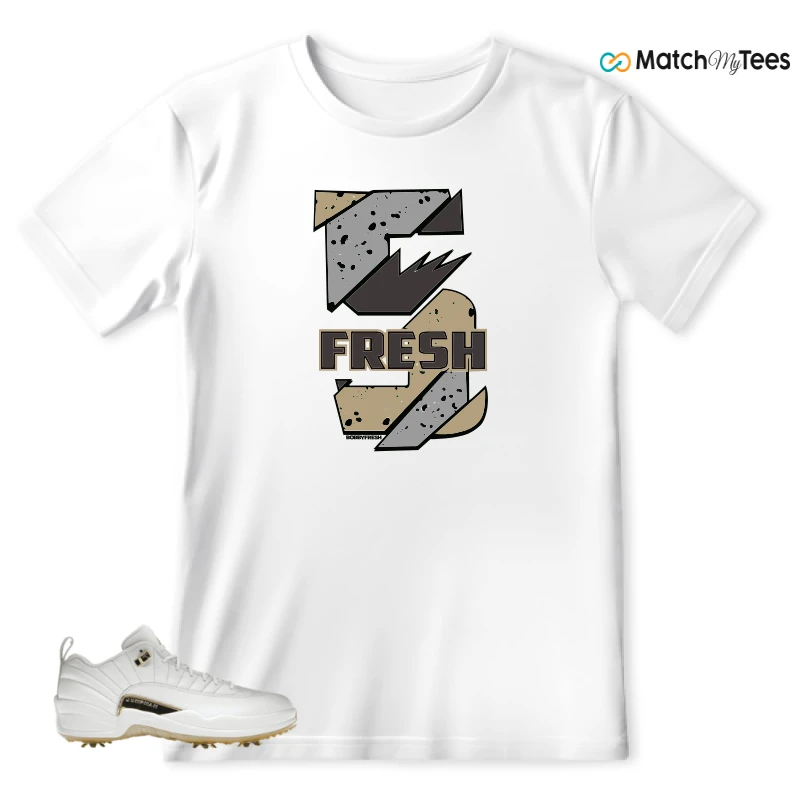 NIKE JORDAN 12 GOLF METALLIC GOLD SNEAKER Matching Tees t-shirt