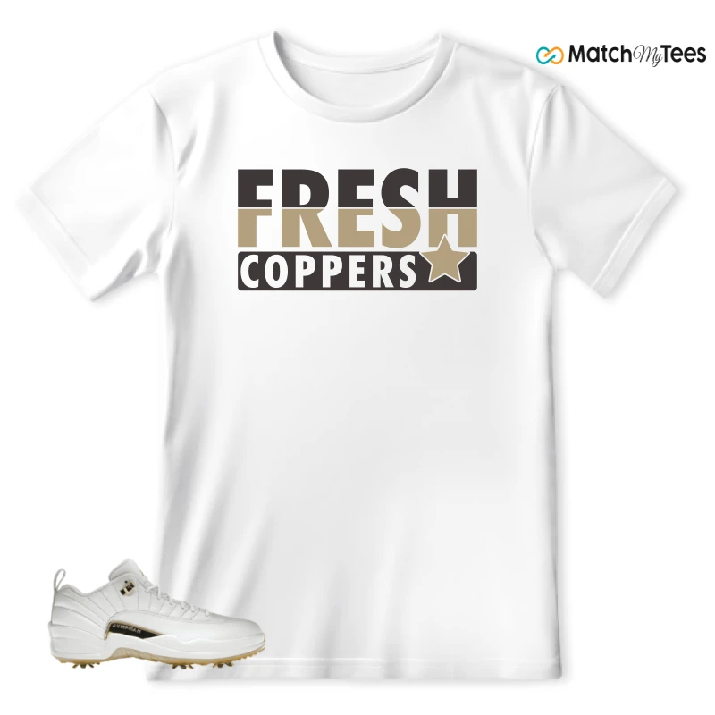 NIKE JORDAN 12 GOLF METALLIC GOLD SNEAKER Matching Tees t-shirt