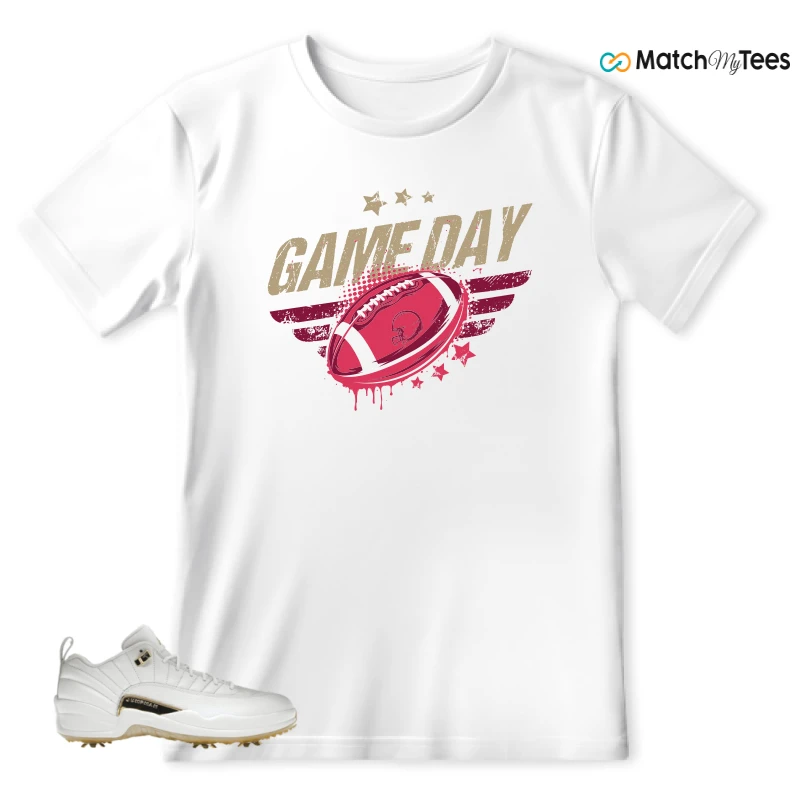 NIKE JORDAN 12 GOLF METALLIC GOLD SNEAKER Matching Tees t-shirt