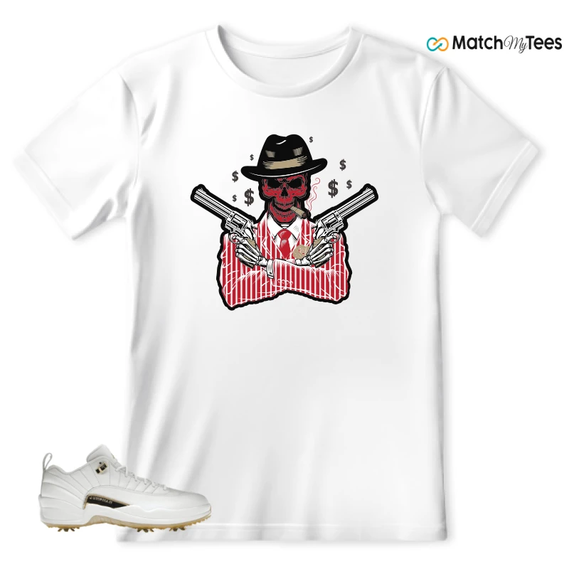 NIKE JORDAN 12 GOLF METALLIC GOLD SNEAKER Matching Tees t-shirt