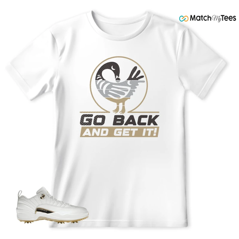 NIKE JORDAN 12 GOLF METALLIC GOLD SNEAKER Matching Tees t-shirt