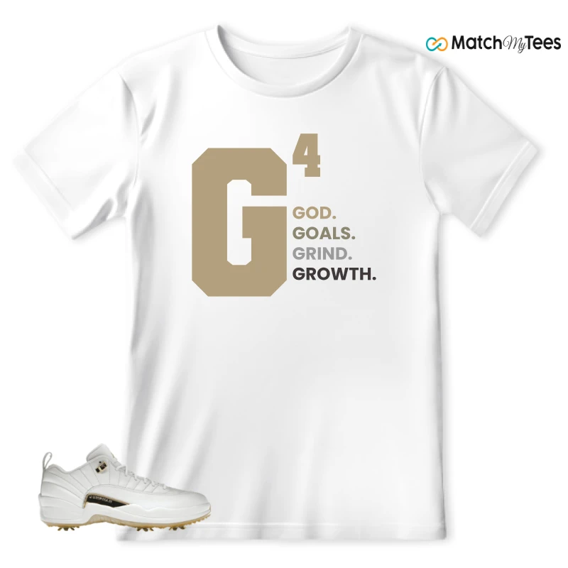 NIKE JORDAN 12 GOLF METALLIC GOLD SNEAKER Matching Tees t-shirt