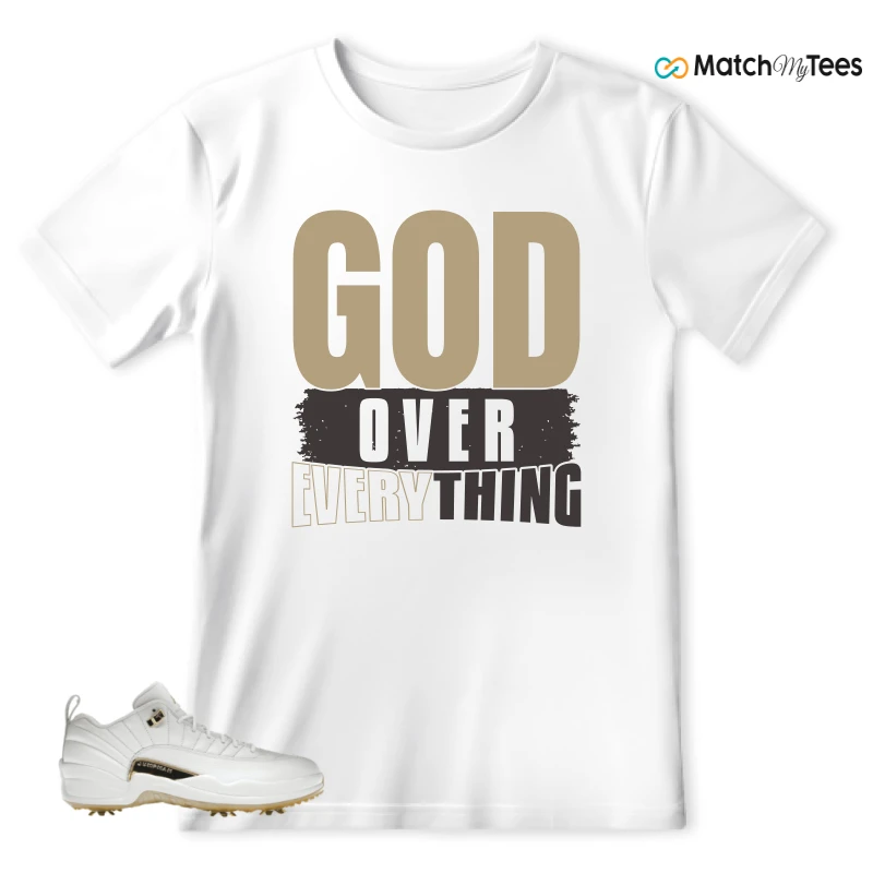 NIKE JORDAN 12 GOLF METALLIC GOLD SNEAKER Matching Tees t-shirt