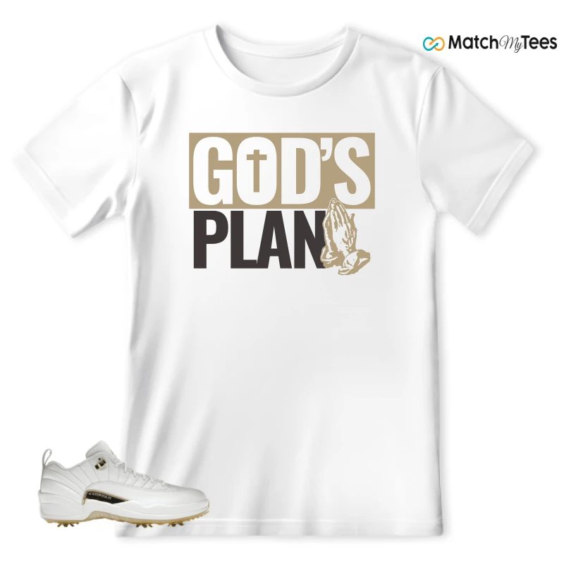 NIKE JORDAN 12 GOLF METALLIC GOLD SNEAKER Matching Tees t-shirt