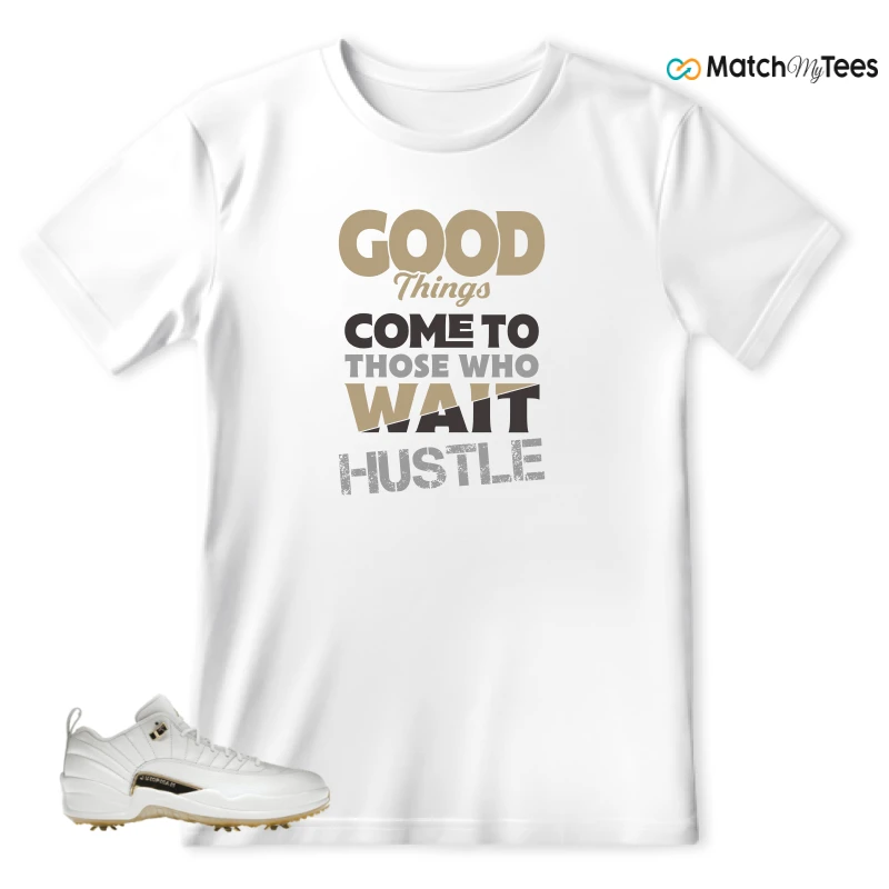 NIKE JORDAN 12 GOLF METALLIC GOLD SNEAKER Matching Tees T-shirt for Men
