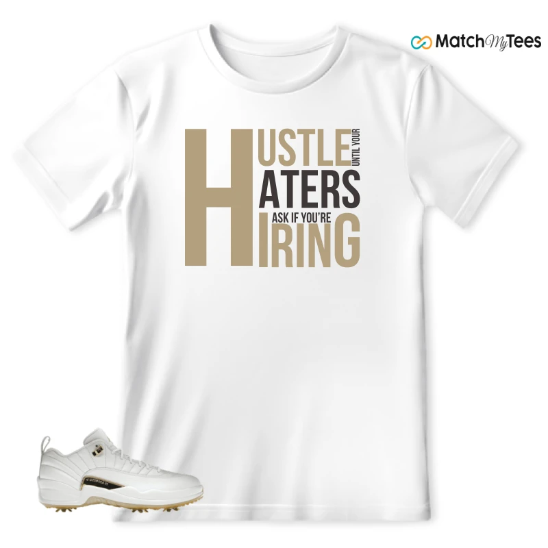 NIKE JORDAN 12 GOLF METALLIC GOLD SNEAKER Matching Tees t-shirt