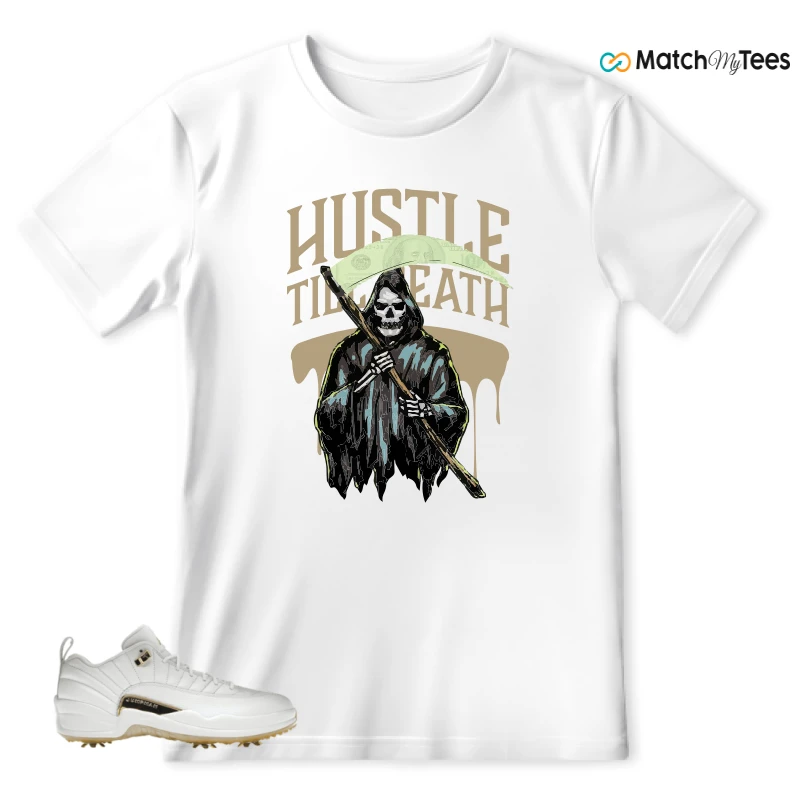 NIKE JORDAN 12 GOLF METALLIC GOLD SNEAKER Matching Tees t-shirt