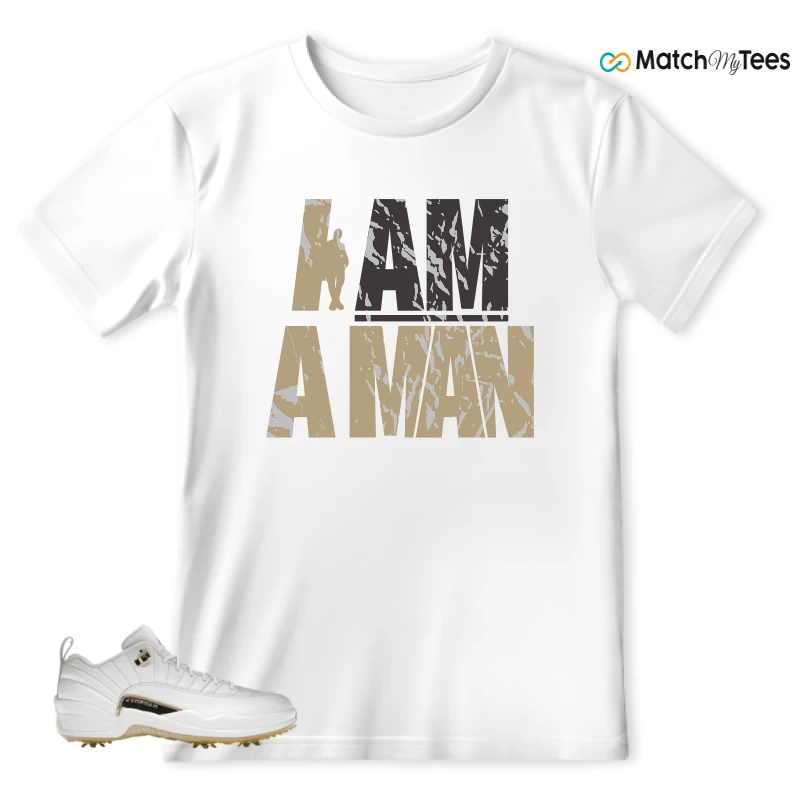 NIKE JORDAN 12 GOLF METALLIC GOLD SNEAKER Matching Tees t-shirt