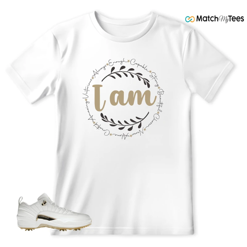 NIKE JORDAN 12 GOLF METALLIC GOLD SNEAKER Matching Tees t-shirt