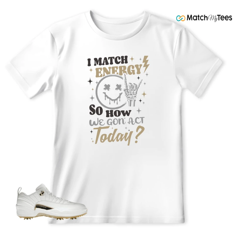 NIKE JORDAN 12 GOLF METALLIC GOLD SNEAKER Matching Tees t-shirt