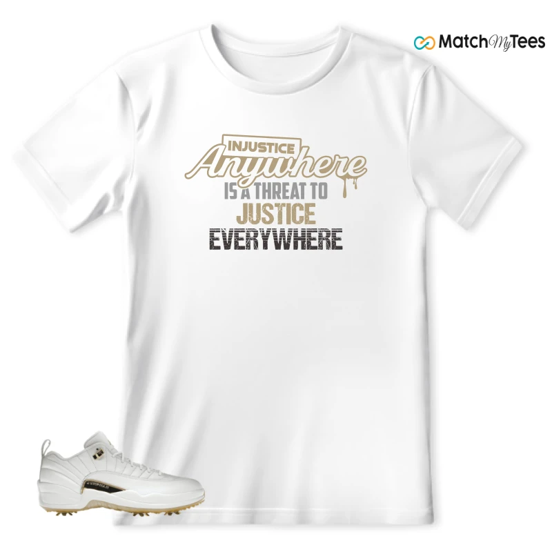 NIKE JORDAN 12 GOLF METALLIC GOLD SNEAKER Matching Tees t-shirt