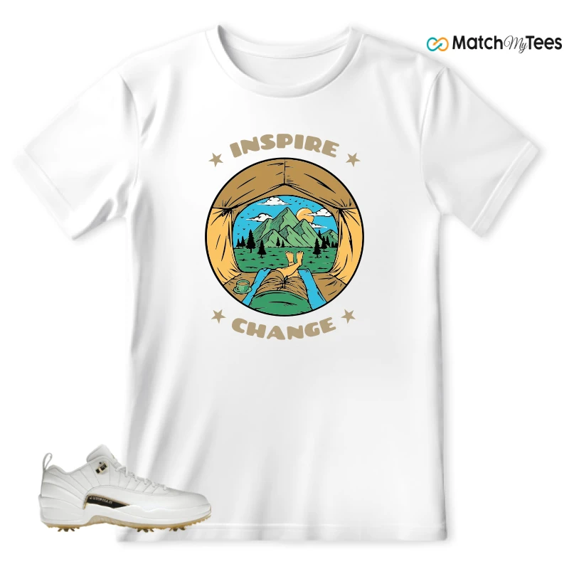 NIKE JORDAN 12 GOLF METALLIC GOLD SNEAKER Matching Tees t-shirt