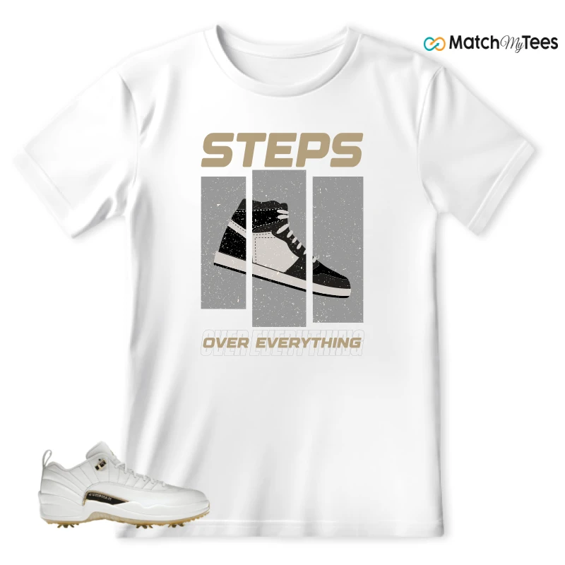 NIKE JORDAN 12 GOLF METALLIC GOLD SNEAKER Matching Tees t-shirt