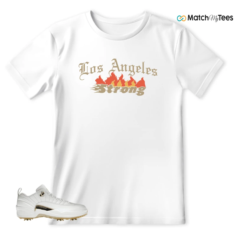 NIKE JORDAN 12 GOLF METALLIC GOLD SNEAKER Matching Tees t-shirt